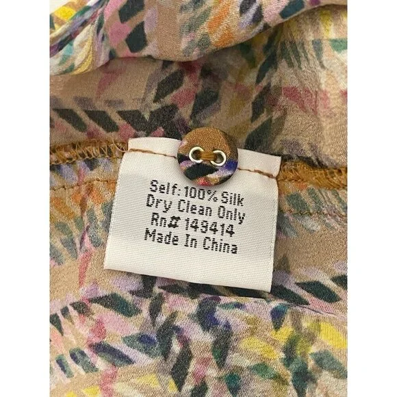 Johnny Was Workshop 100% Silk Long Sleeve Button Front Shirt Small Multicolor - Picture 3 of 9